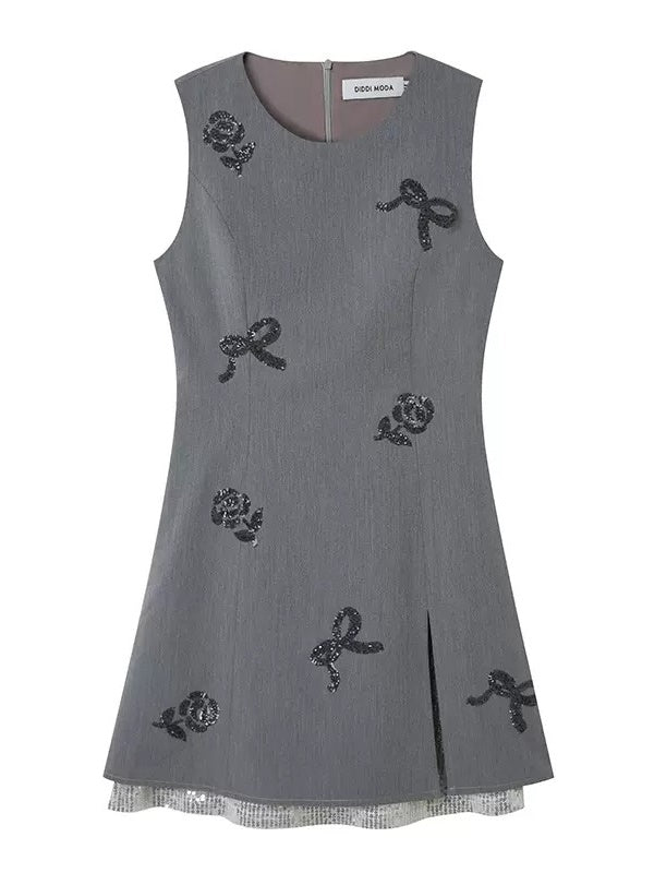 Ribbon＆Flower Sleeveless Waist Slimming One-Piece - sneakershuborg