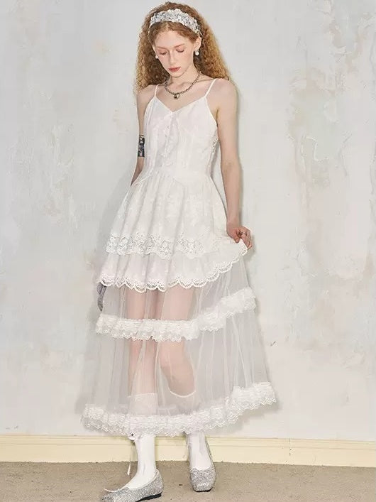 Romantic Hollow Embroidery Lace Camisole Dress - sneakershuborg