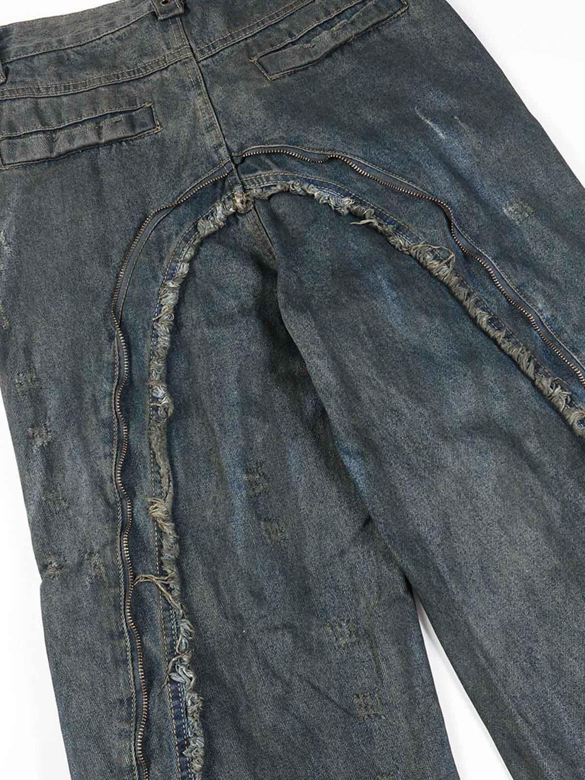 Sneakerhub Wasteland Style Washed Straight Leg Jeans - sneakershuborg