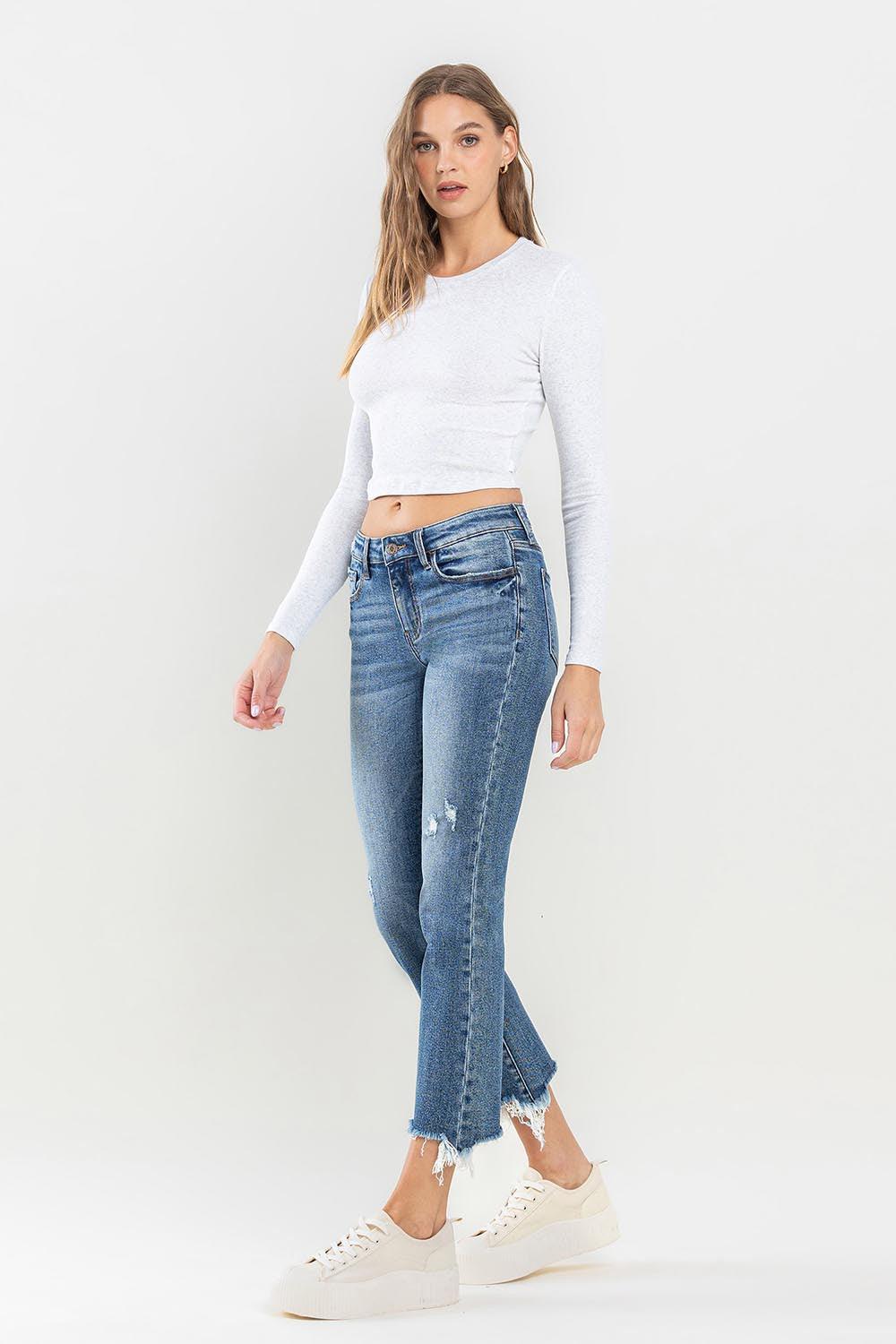 Lovervet Mid Rise Frayed Hem Jeans - sneakershuborg