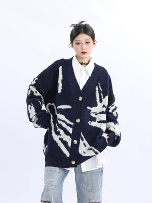 Abstract Pattern Knit Cardigan sneakershuborg