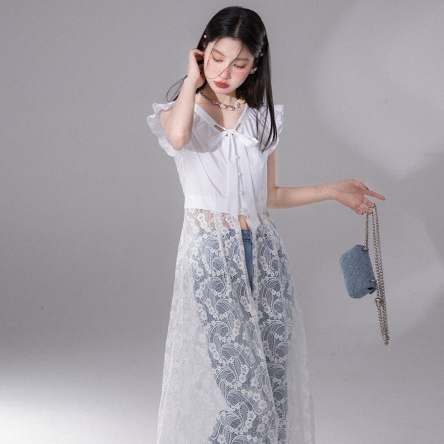 Layered Patchwork Lace Vacation Long Dress sneakershuborg