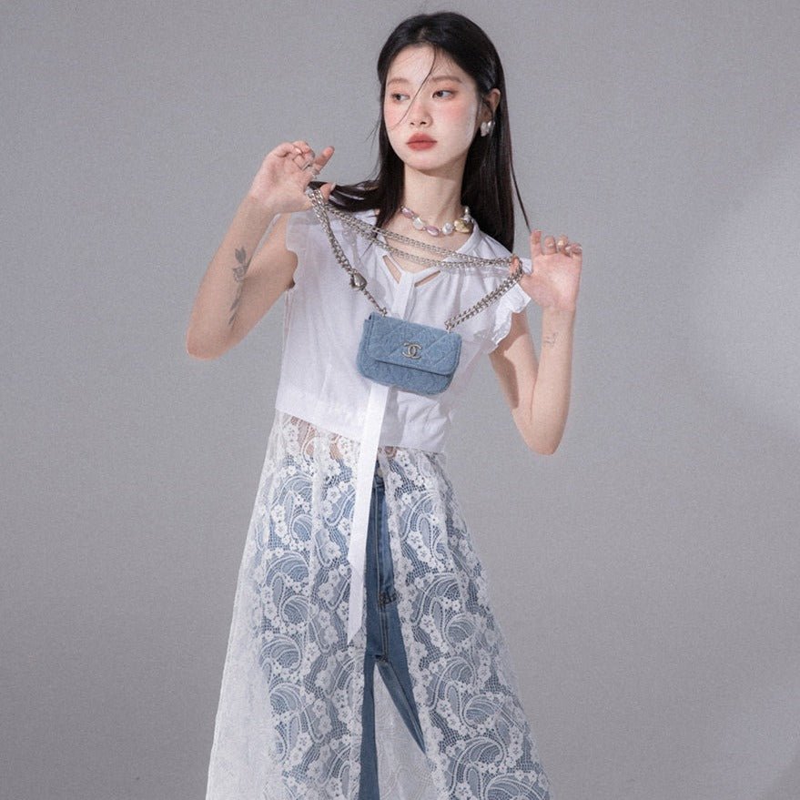 Layered Patchwork Lace Vacation Long Dress sneakershuborg