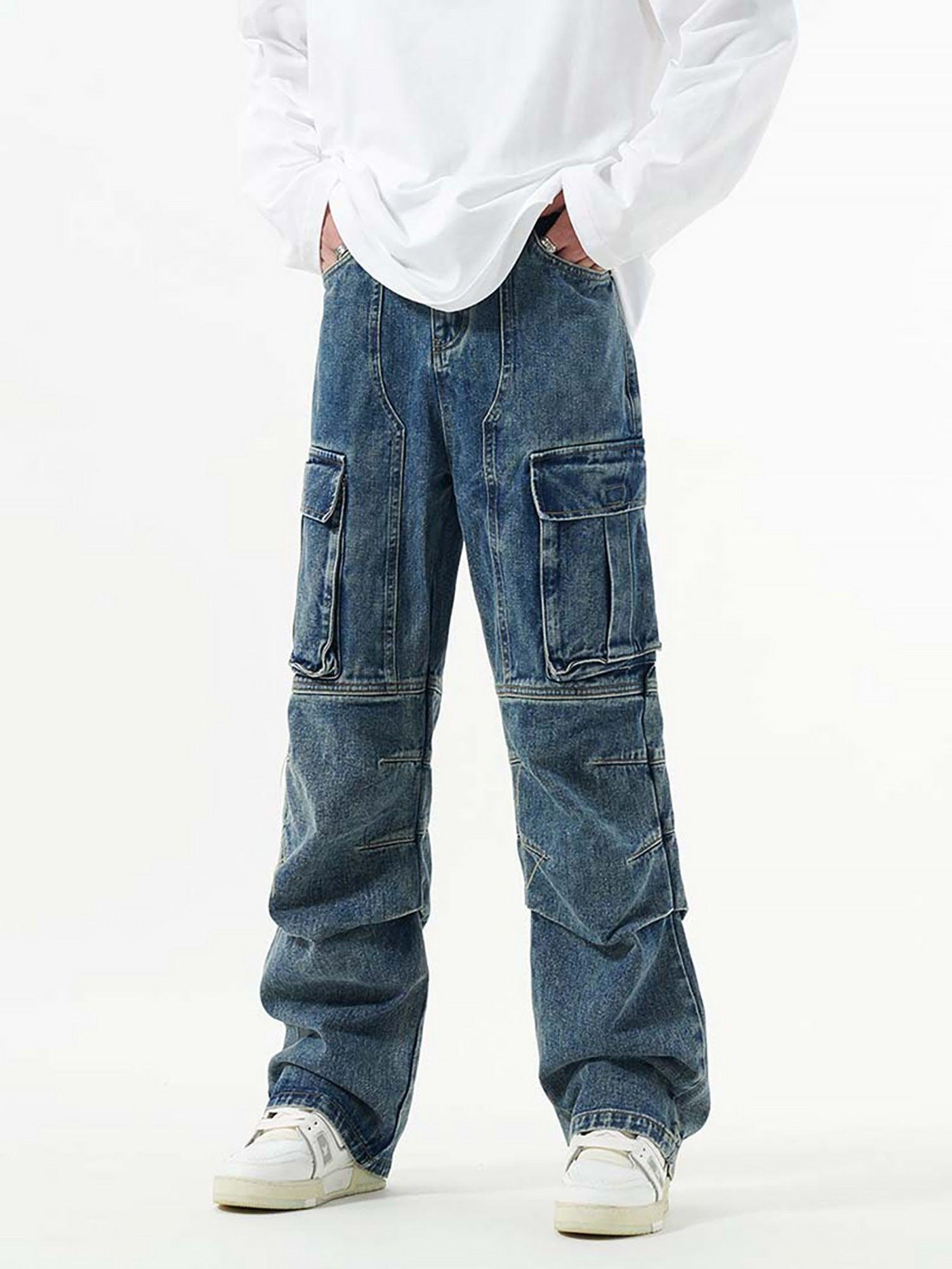 Sneakerhub Washed And Distressed Multi-pocket Jeans - 1698 - sneakershuborg