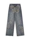 Sneakerhub Appliqued Butterfly Embroidered Jeans - sneakershuborg