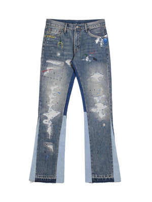 Sneakerhub Splashing Ink Patchwork Jeans - sneakershuborg