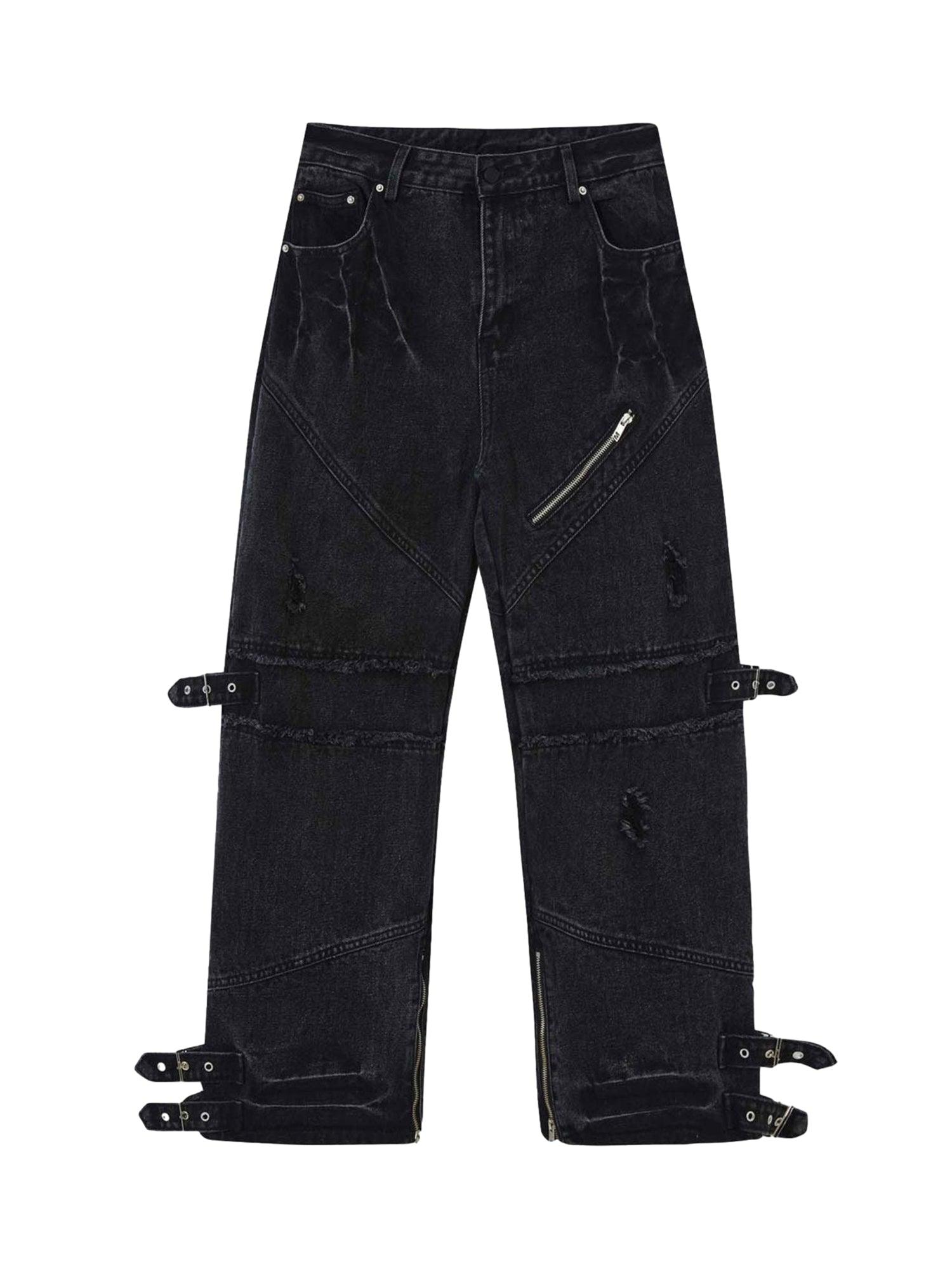 Hip-hop Retro Wash Old Punk Denim Pants-1456 - sneakershuborg