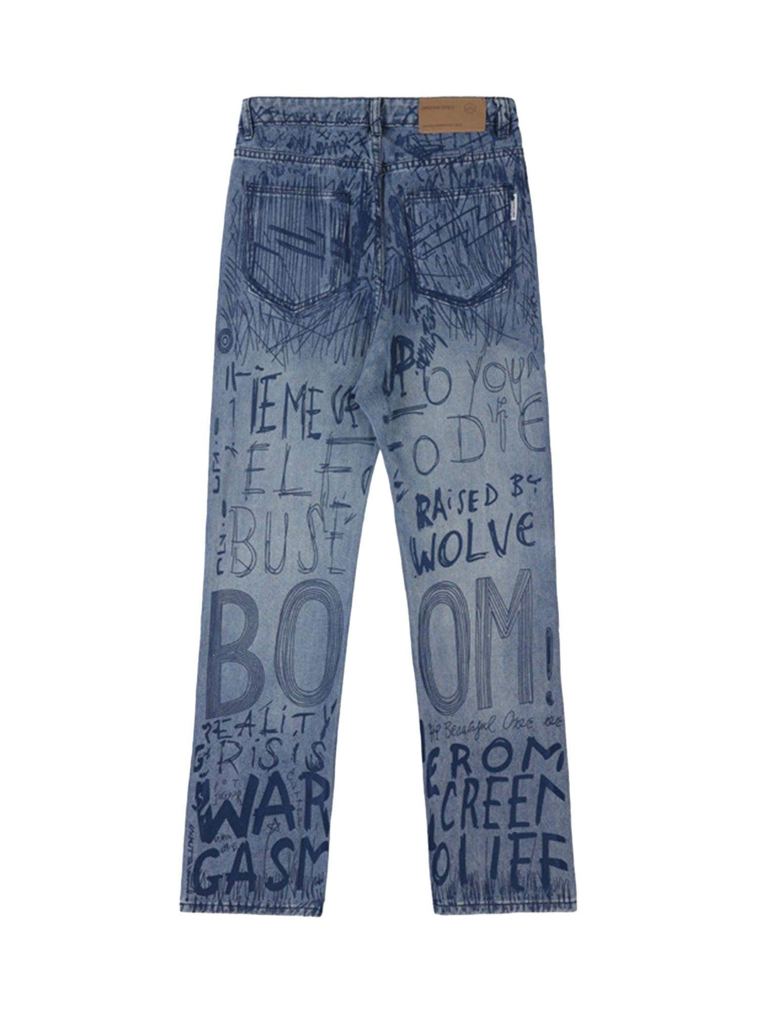 Sneakerhub Hip-hop Graffiti Alphabet Jeans - 1743 - sneakershuborg