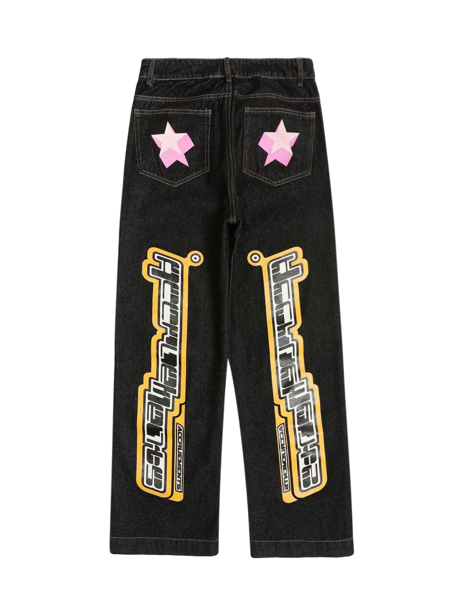 Sneakerhub Star Letter Print Jeans - 1594 - sneakershuborg