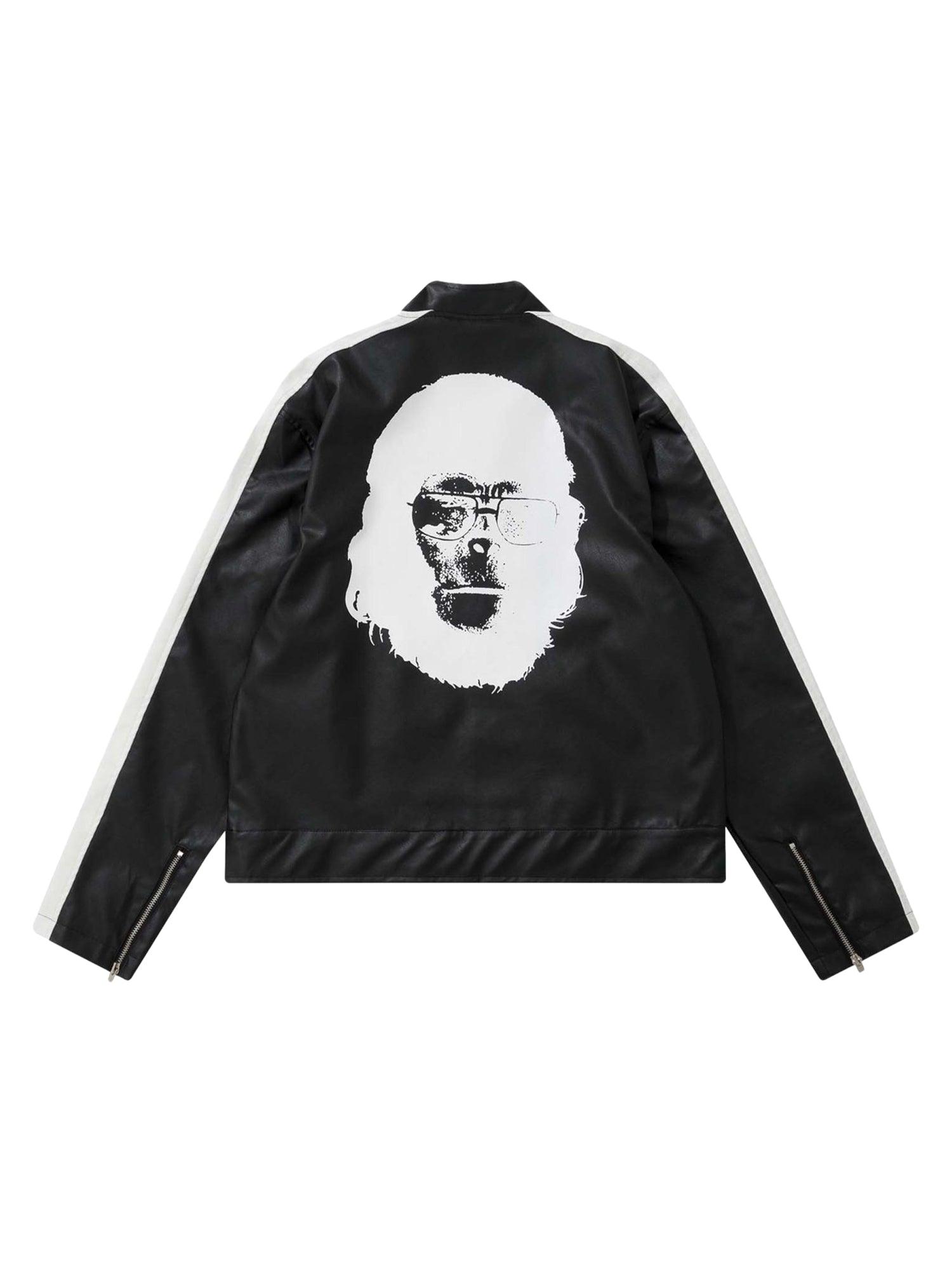 Sneakerhub Monkey Monogrammed Leather Jacket - 1808 - sneakershuborg