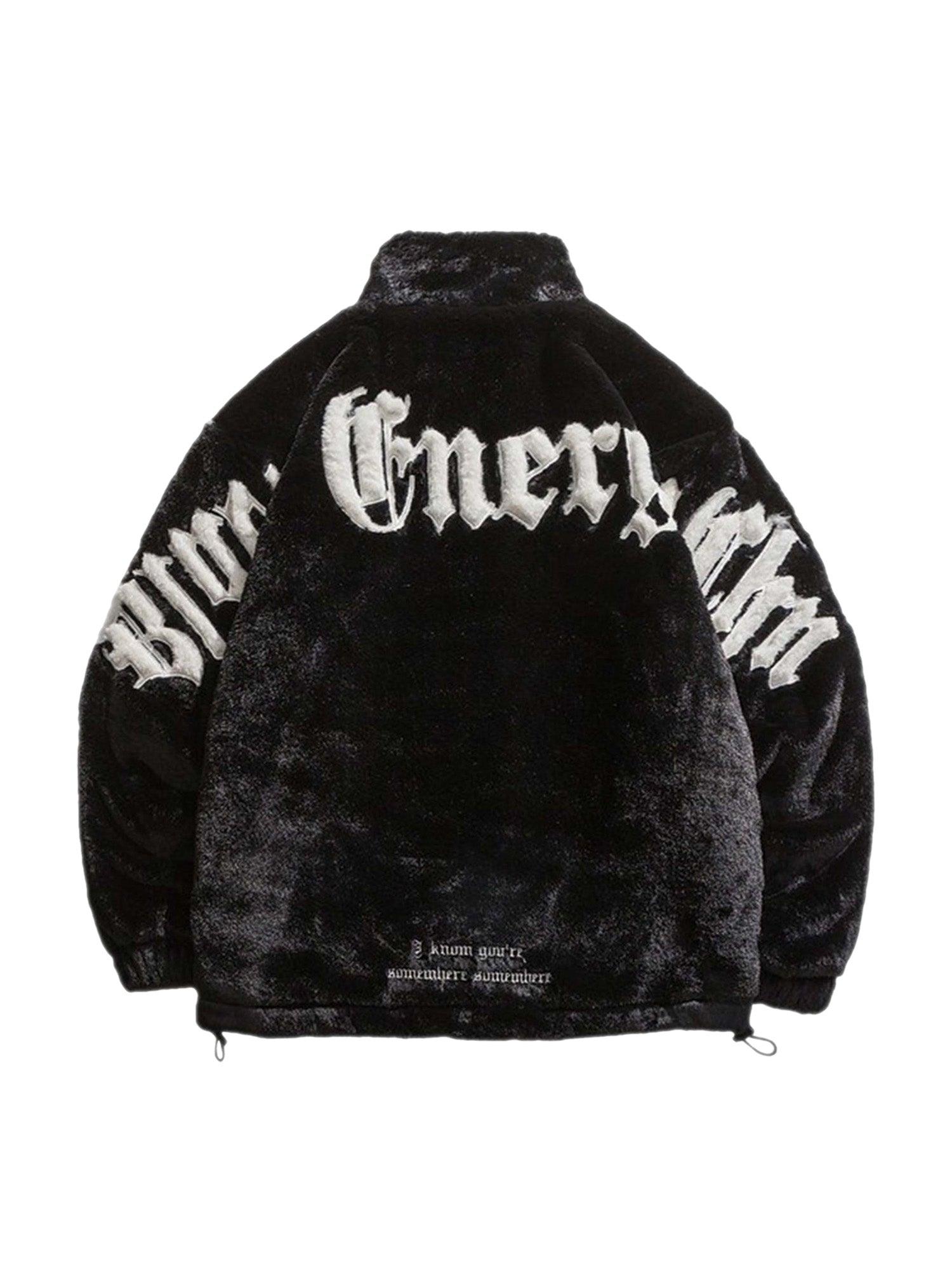 Sneakerhub Street Letter Embroidered Plush Jacket - 1838 - sneakershuborg