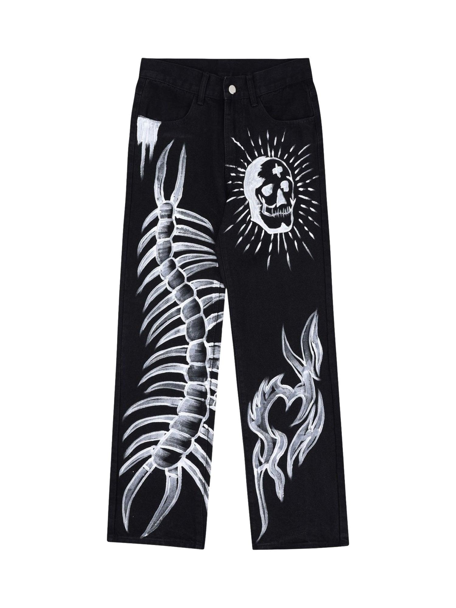 Sneakerhub Skull Centipede Print Casual Pants - sneakershuborg