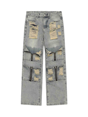 High Street Washed And Torn Work Pockets Denim Pants- 1646 - sneakershuborg