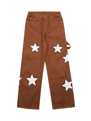 Sneakerhub American Retro Embroidered Five-pointed Star Jeans - sneakershuborg