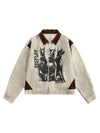 Sneakerhub Retro Washed Distressed Graffiti Patchwork Jacket - 1986 - sneakershuborg