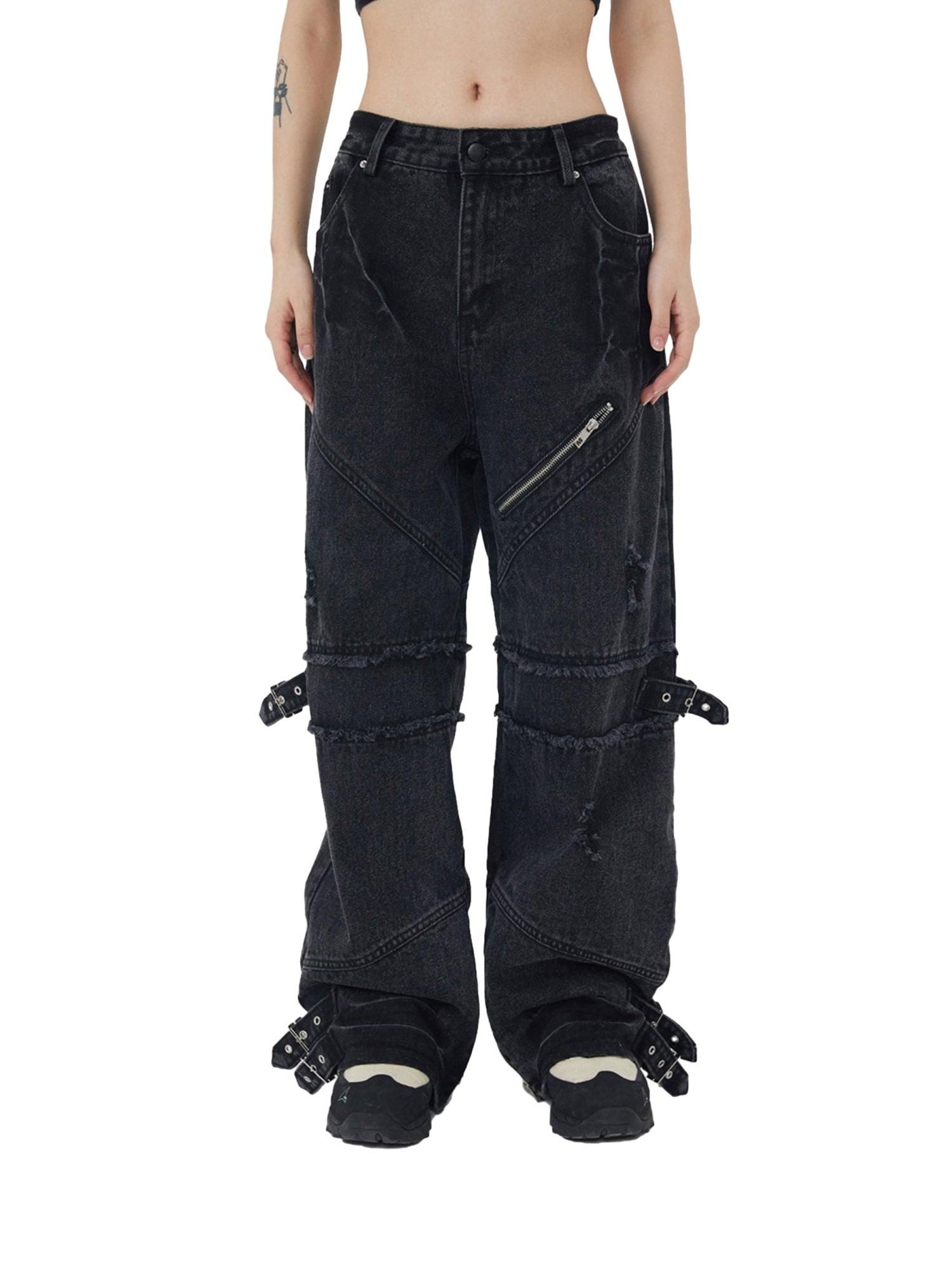 Hip-hop Retro Wash Old Punk Denim Pants-1456 - sneakershuborg