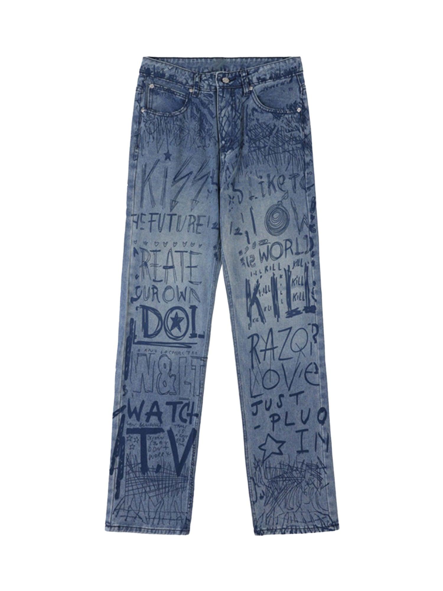 Sneakerhub Hip-hop Graffiti Alphabet Jeans - 1743 - sneakershuborg