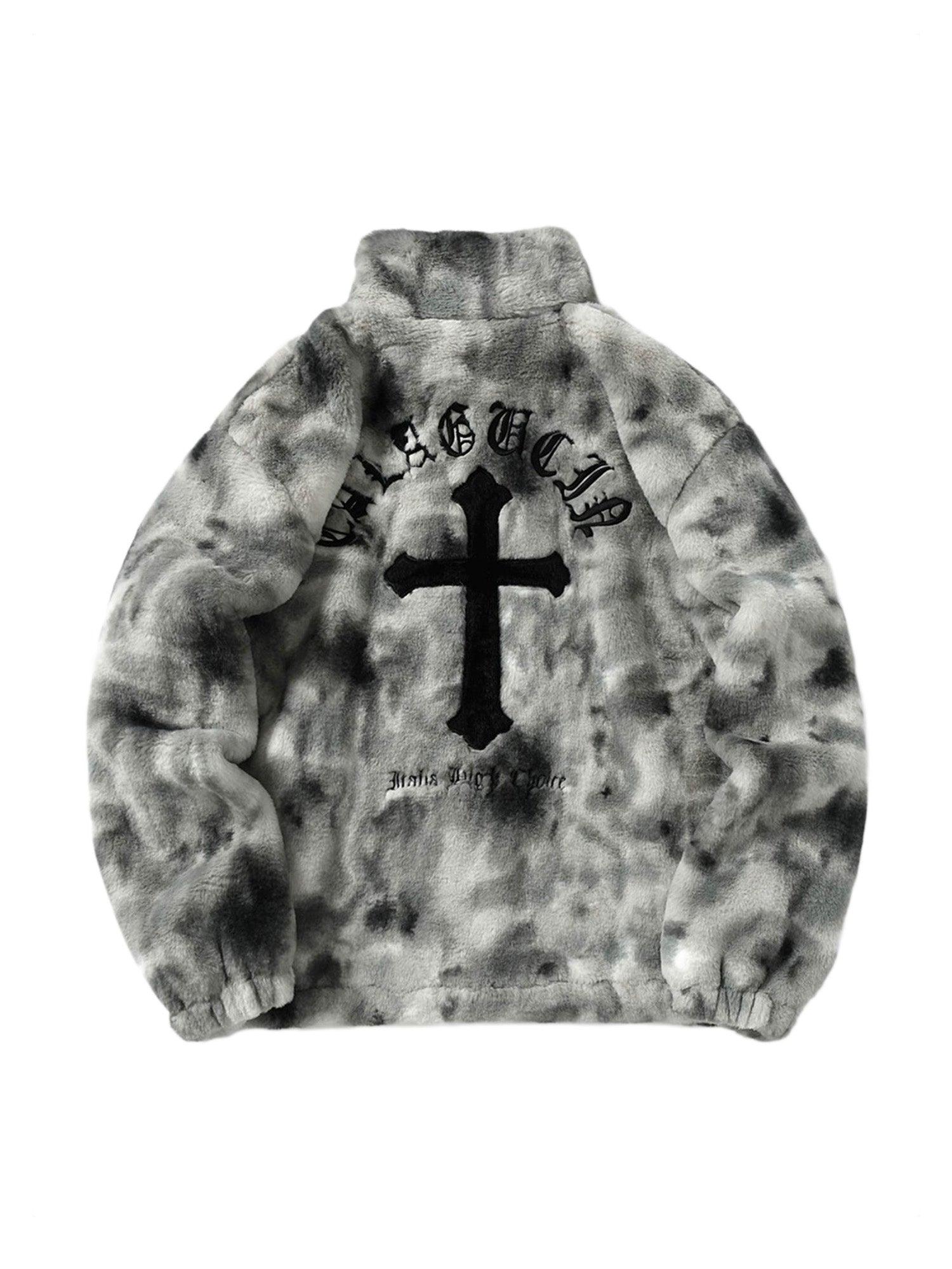 Sneakerhub Plush Cross Embroidered Lambswool Jacket - 1558 - sneakershuborg