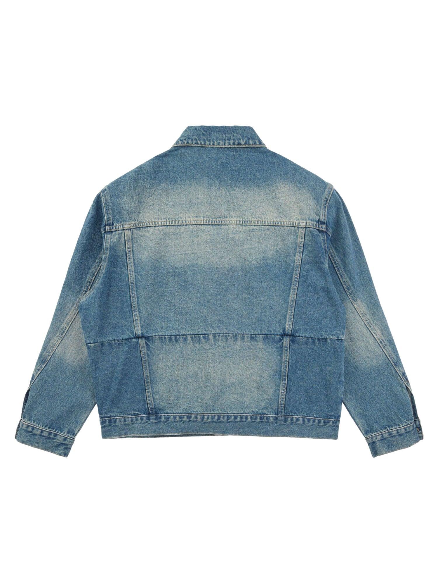 Sneakerhub High Street Graffiti Lettered Distressed Washed Denim Jacket - sneakershuborg