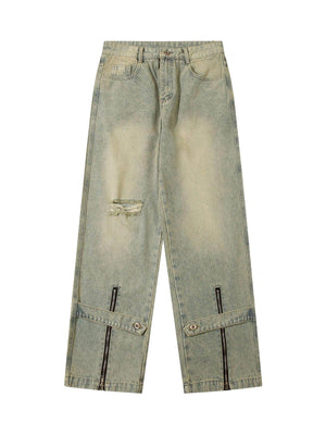 Sneakerhub Street Zipper Design Washed Jeans - sneakershuborg