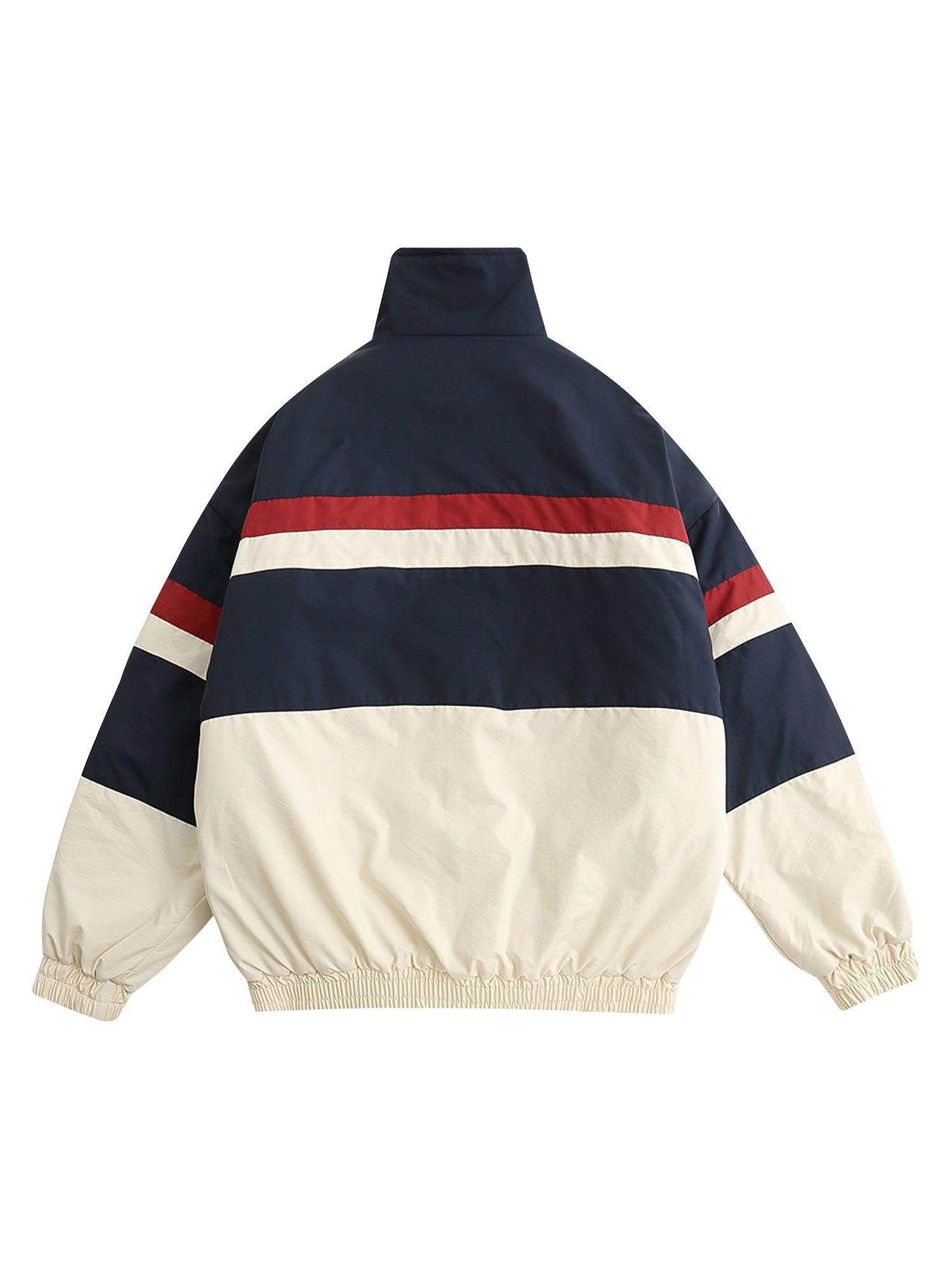 Sneakerhub Retro Letter Embroidery Color-Blocked Cotton Jacket - 1557 - sneakershuborg