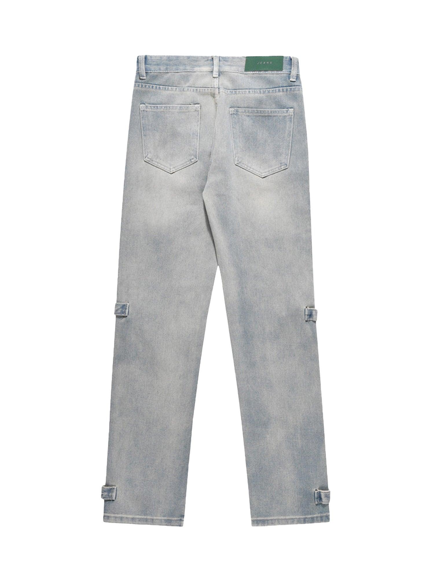 Sneakerhub High Street Hip-hop Zipper Straight Jeans - sneakershuborg