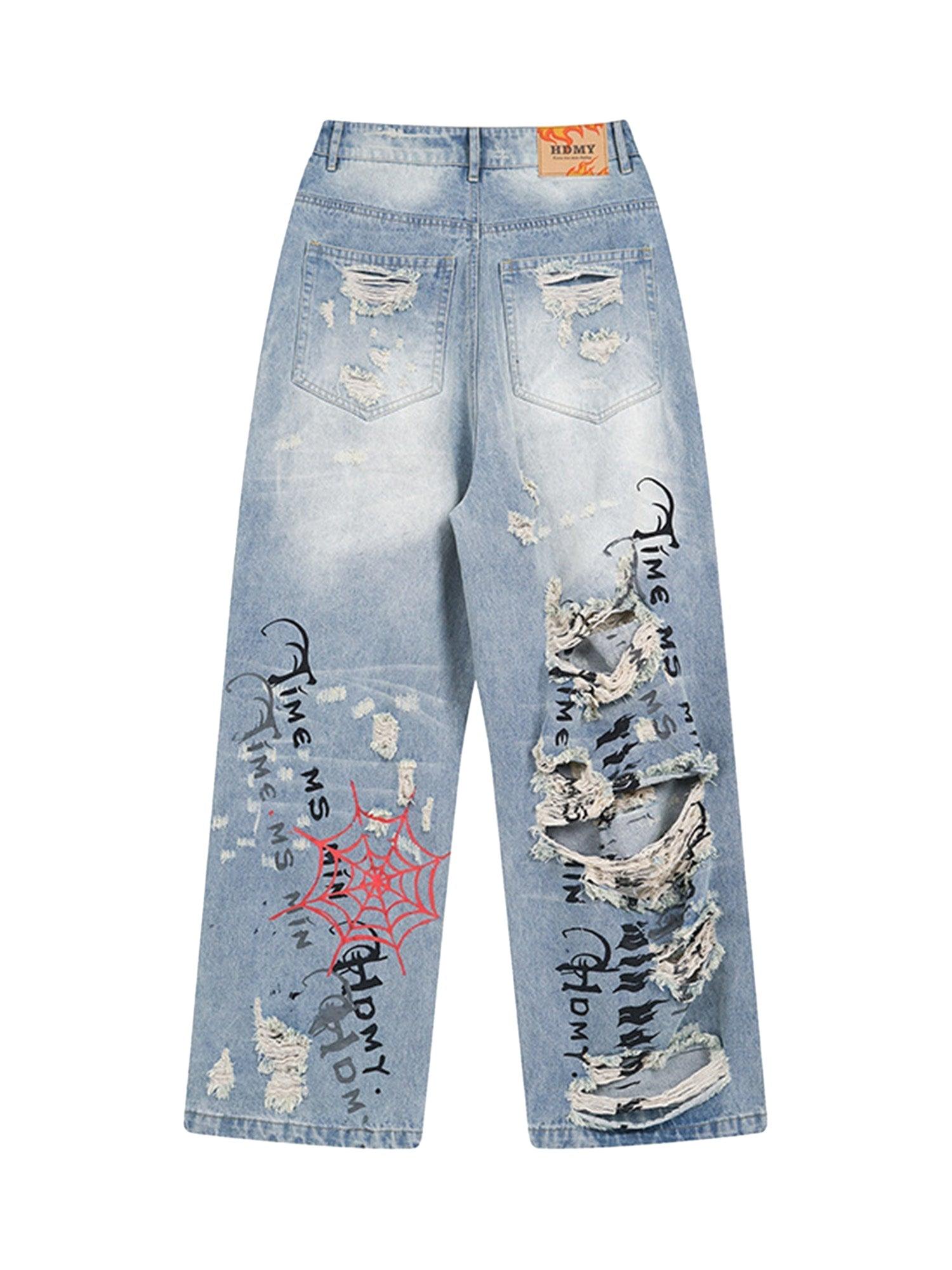 Personalized Cut Hand-printed Jeans - sneakershuborg