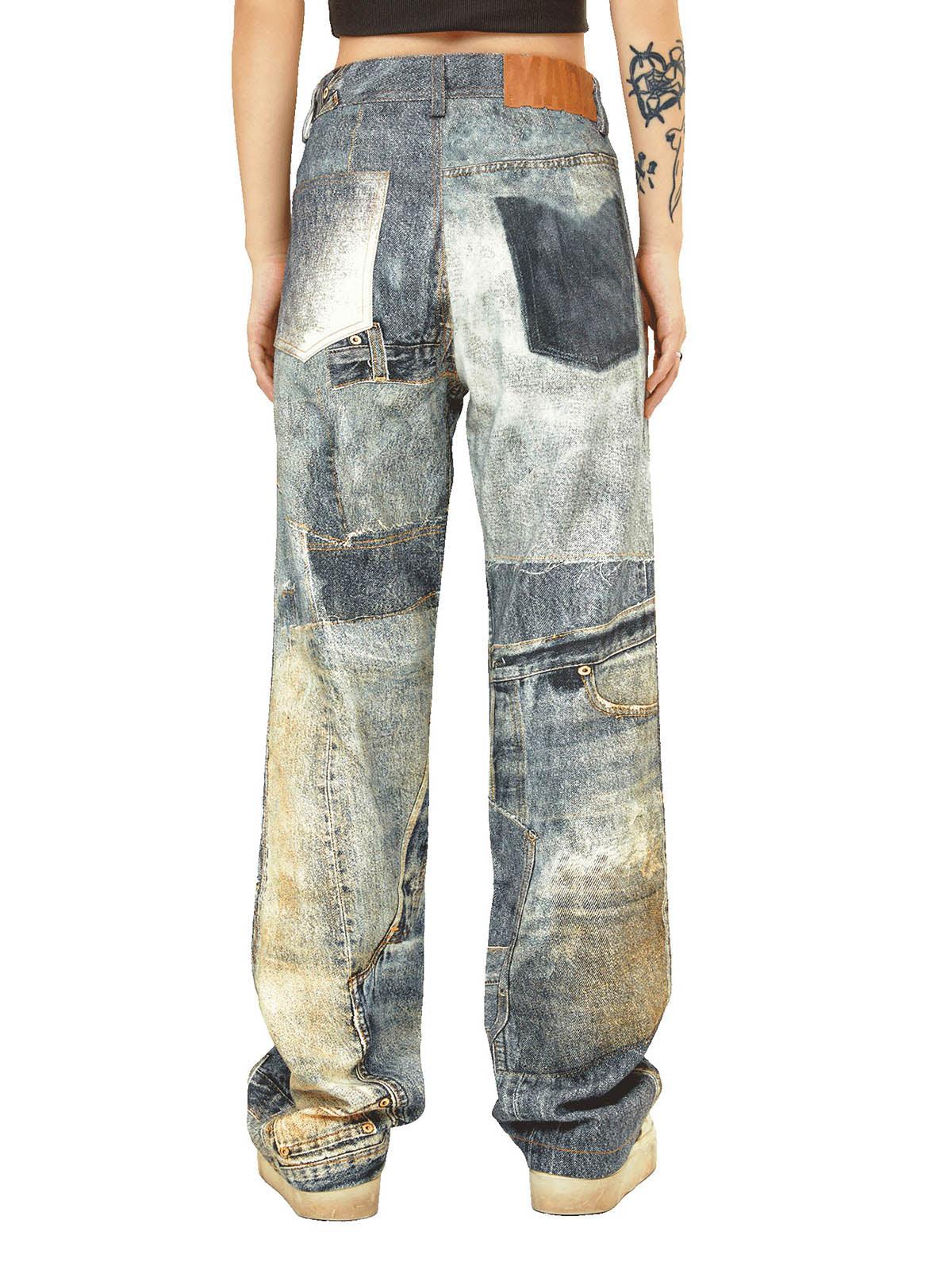 Sneakerhub Street Hip-Hop Deconstructed Print Jeans - sneakershuborg