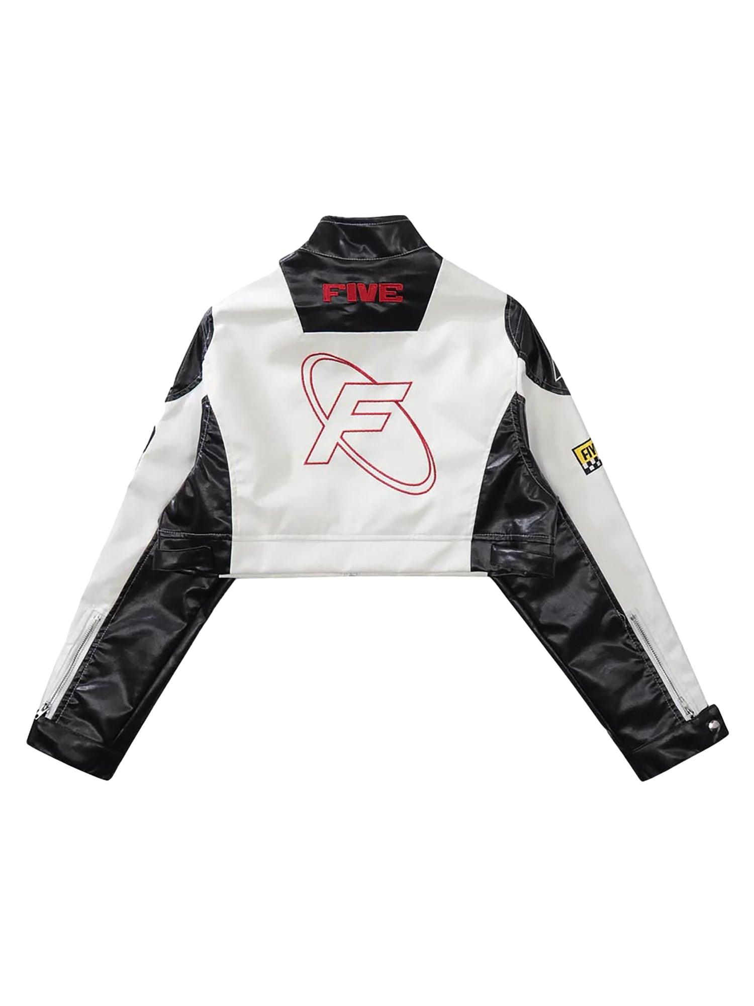 Sneakerhub Badge Short PU Leather Racing Jacket - 1631 - sneakershuborg