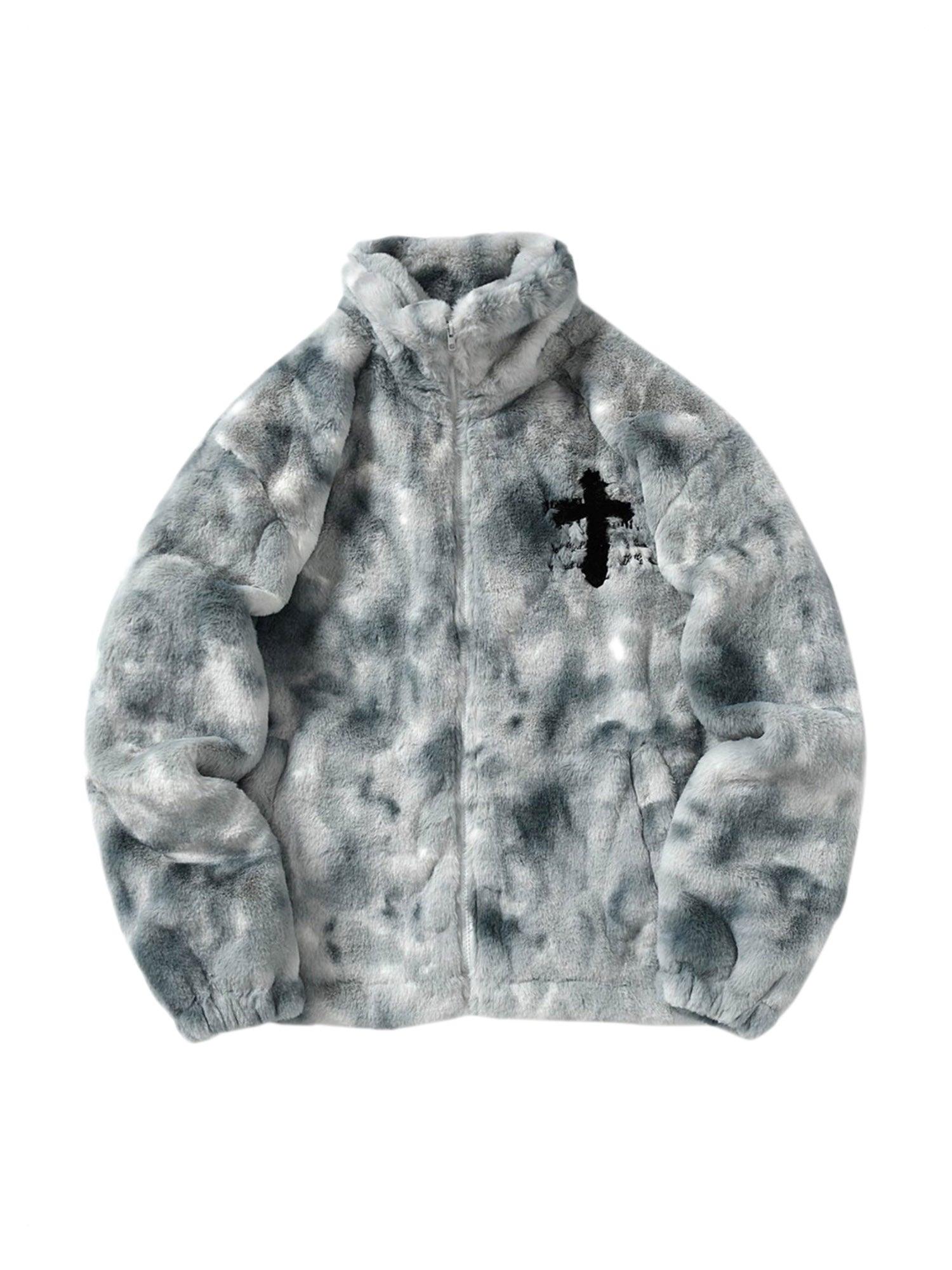 Sneakerhub Plush Cross Embroidered Lambswool Jacket - 1558 - sneakershuborg