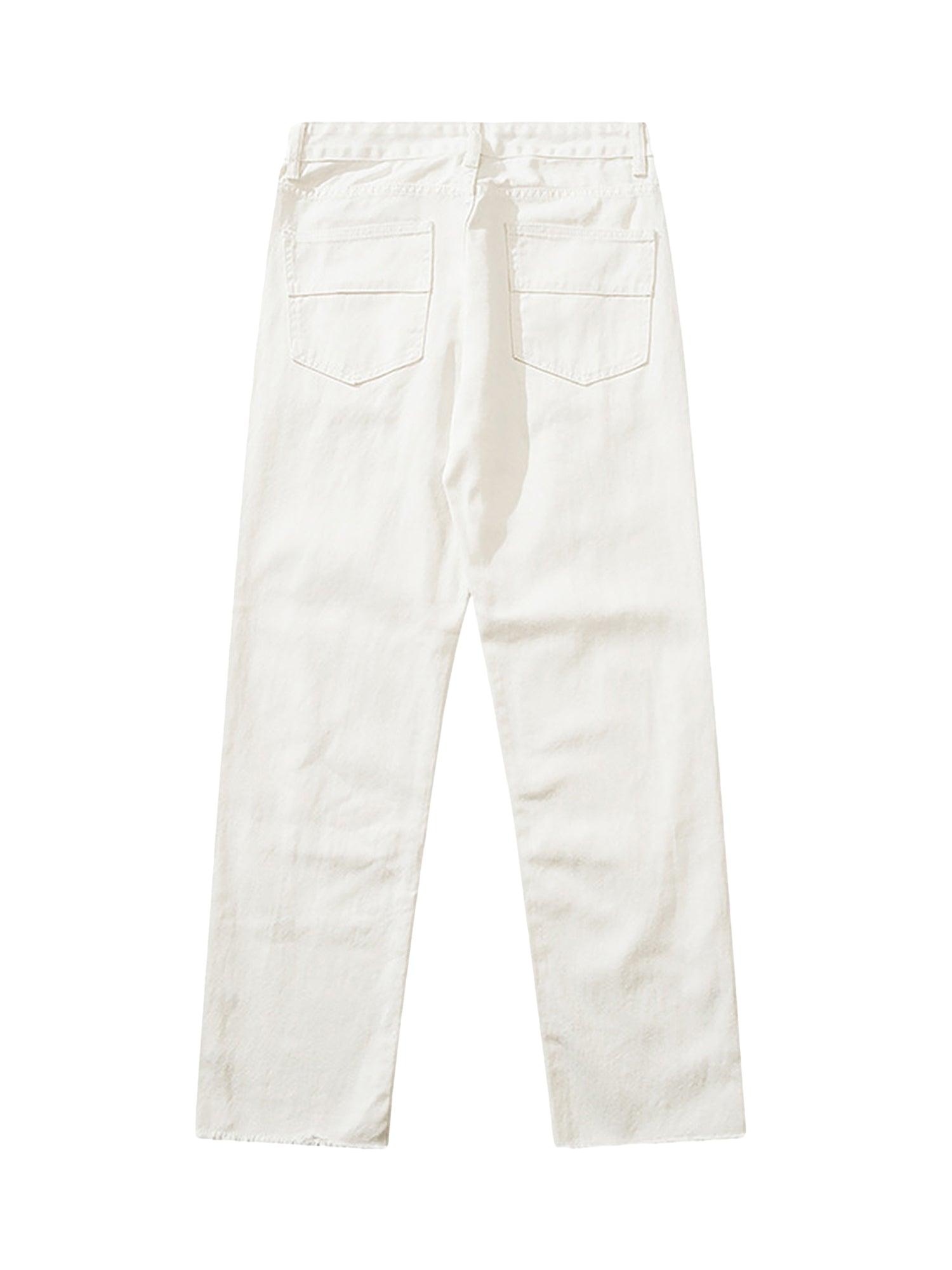 The Supermade Graffiti Print White Straight Jeans -1184 - sneakershuborg