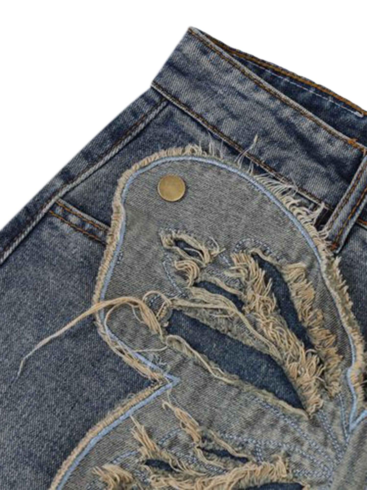 Sneakerhub Appliqued Butterfly Embroidered Jeans - sneakershuborg