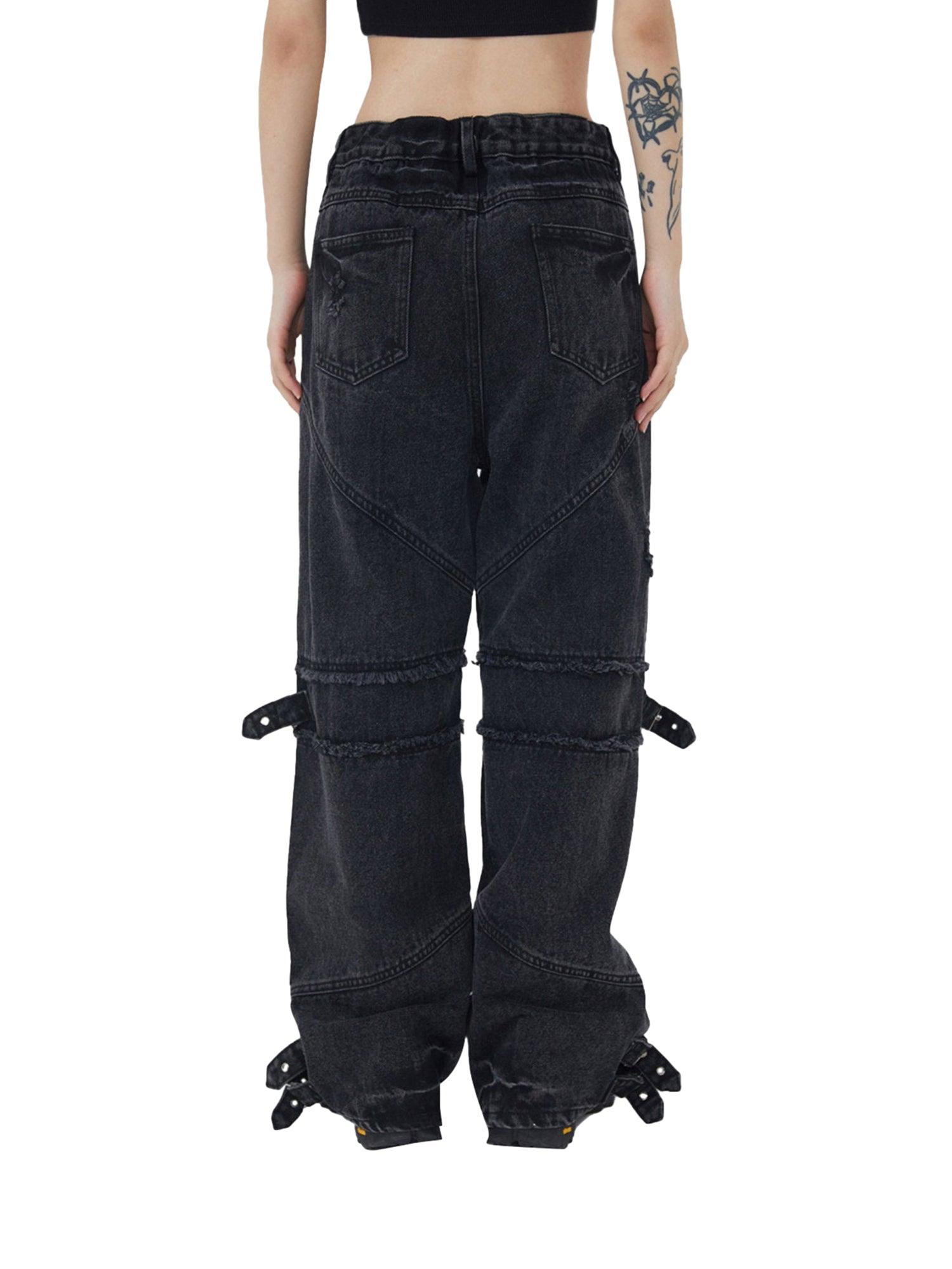 Hip-hop Retro Wash Old Punk Denim Pants-1456 - sneakershuborg