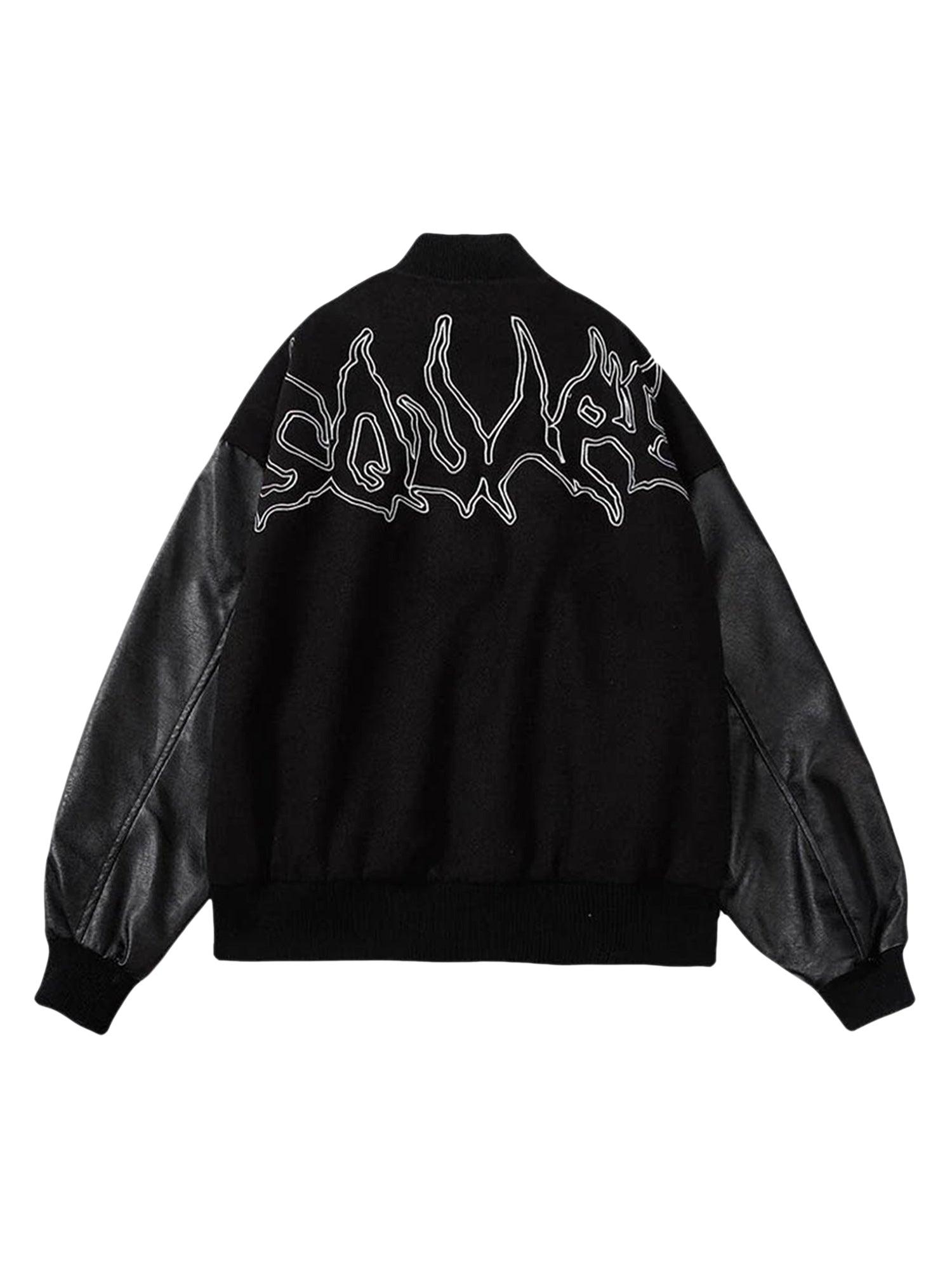 Sneakerhub Symbol Embroidery PU Leather Racing Jacket -1133 - sneakershuborg