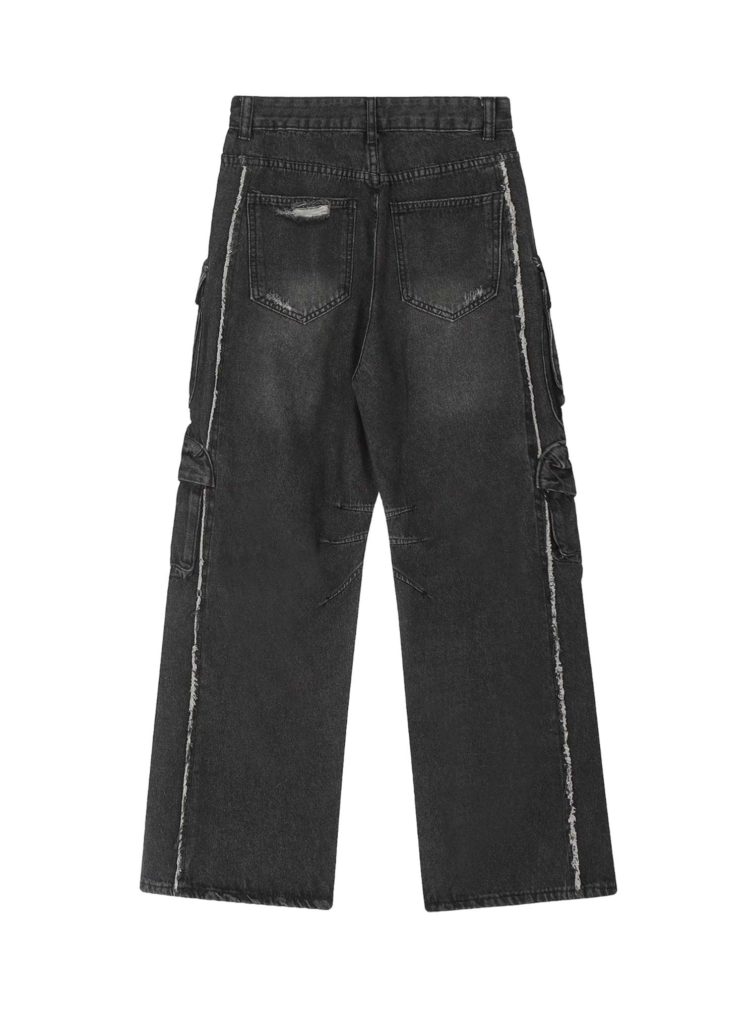 Sneakerhub Washed Multi-pocket Work Cargo Jeans - 1830 - sneakershuborg