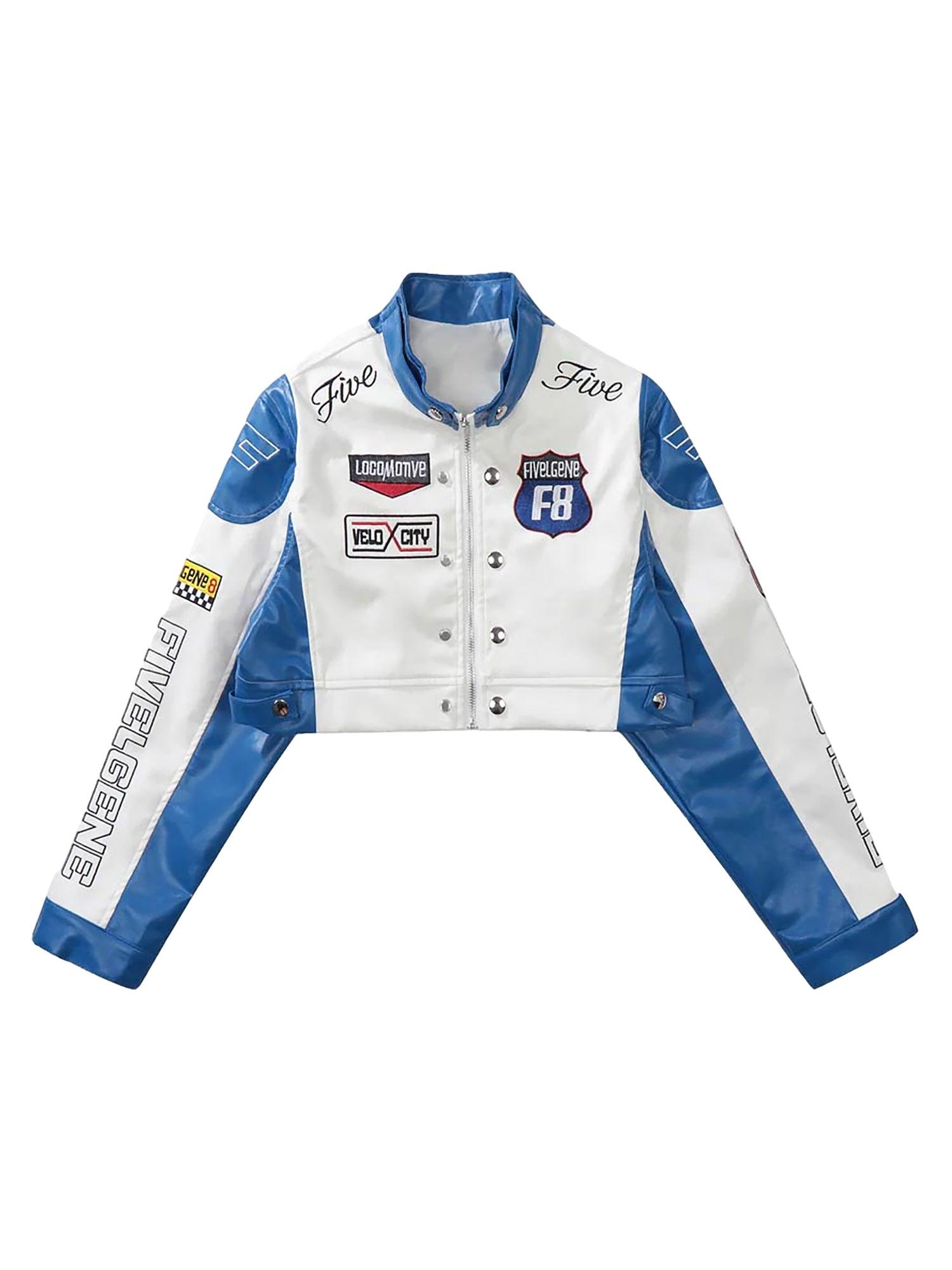 Sneakerhub Badge Short PU Leather Racing Jacket - 1631 - sneakershuborg