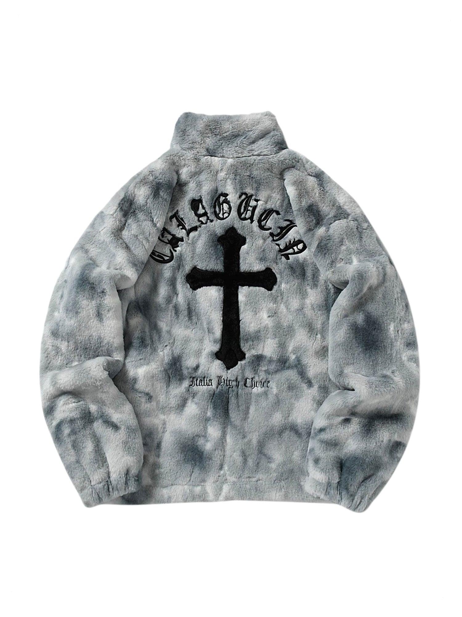 Sneakerhub Plush Cross Embroidered Lambswool Jacket - 1558 - sneakershuborg