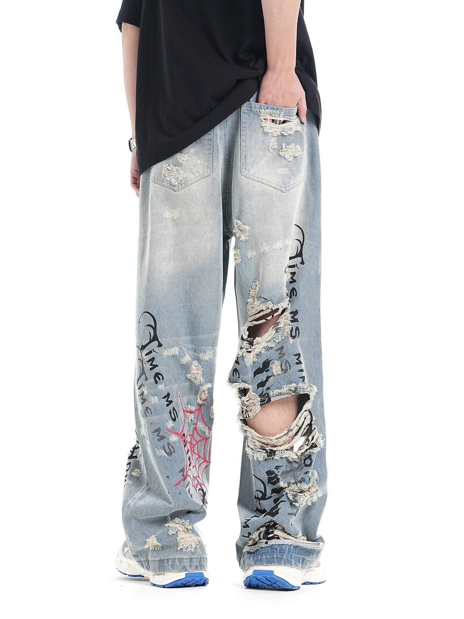 Personalized Cut Hand-printed Jeans - sneakershuborg