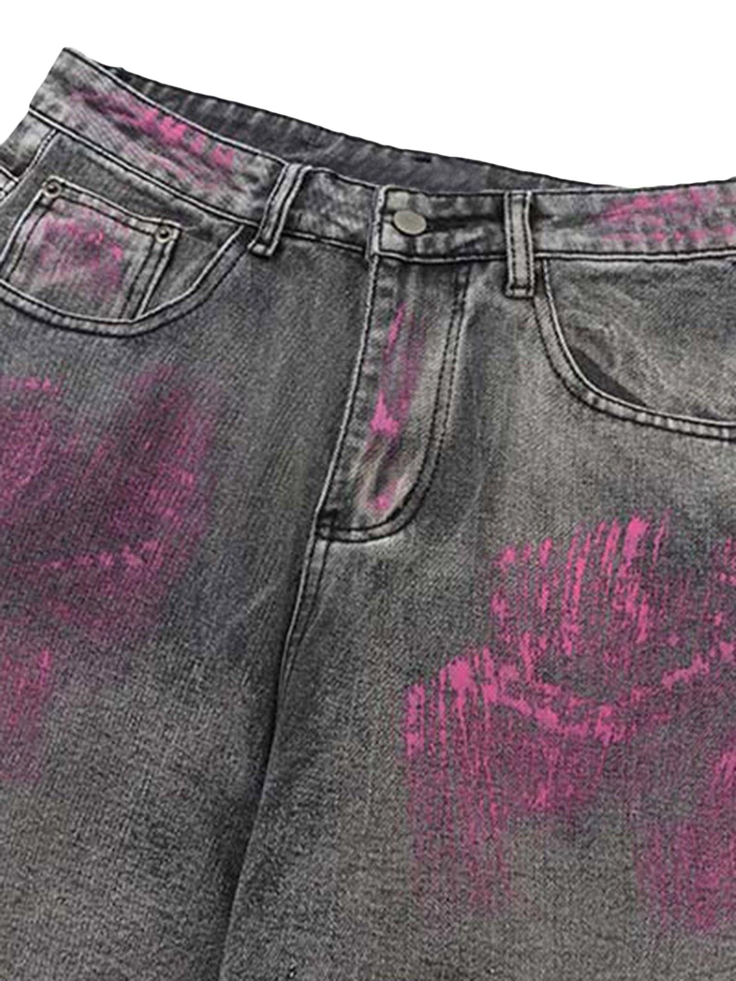 Sneakerhub Graffiti Distressed Washed Baggy Jeans - 1886 - sneakershuborg