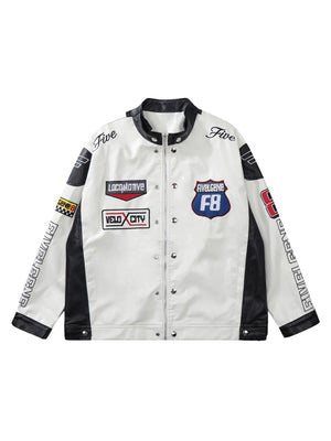 Sneakerhub Motorcycle PU Leather Stitching Racing Jacket -1370 - sneakershuborg