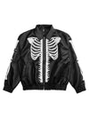 Sneakerhub Hip Hop Bones Embroidered Leather Jacket - 1833 - sneakershuborg