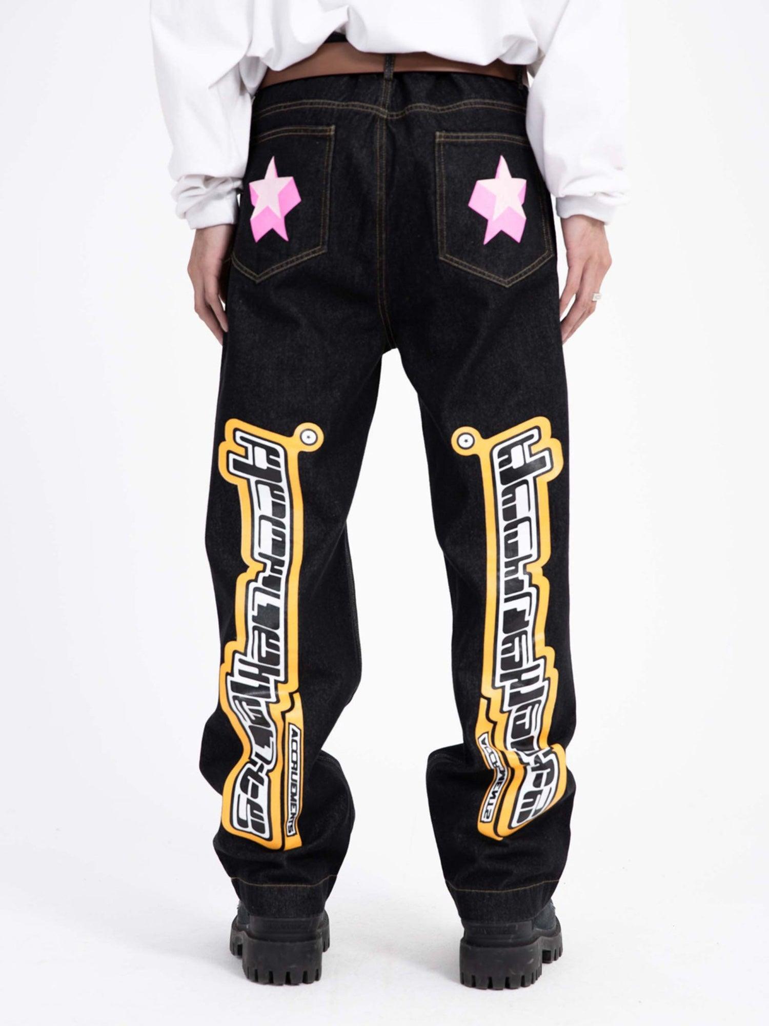 Sneakerhub Star Letter Print Jeans - 1594 - sneakershuborg