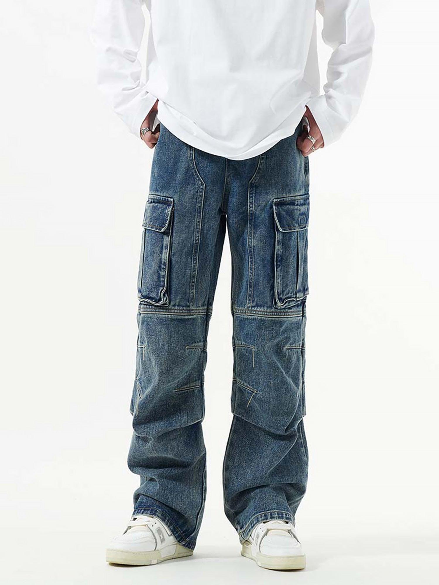 Sneakerhub Washed And Distressed Multi-pocket Jeans - 1698 - sneakershuborg