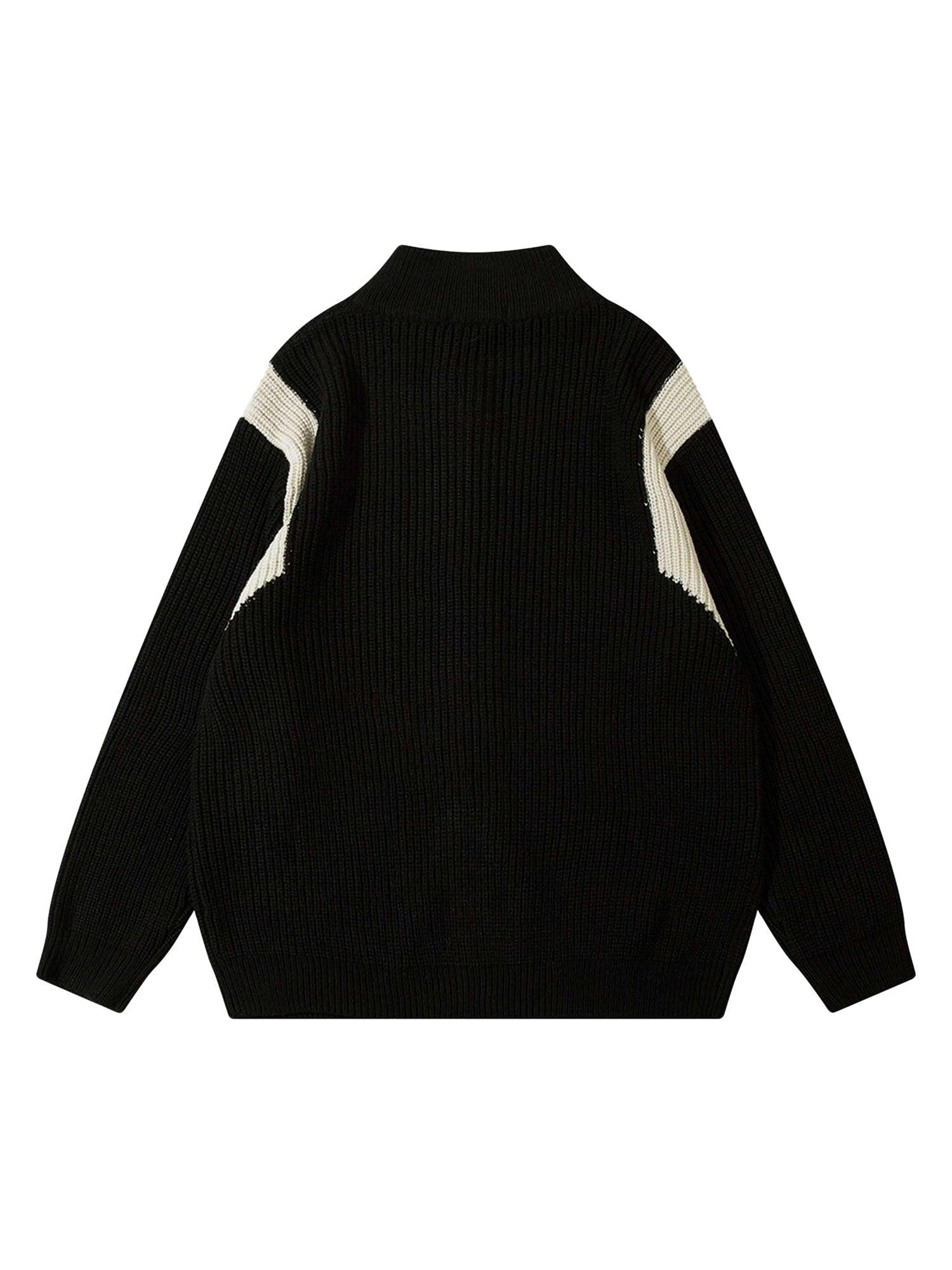 Sneakerhub Color Block Zipper Cardigan Sweater-1509 - sneakershuborg