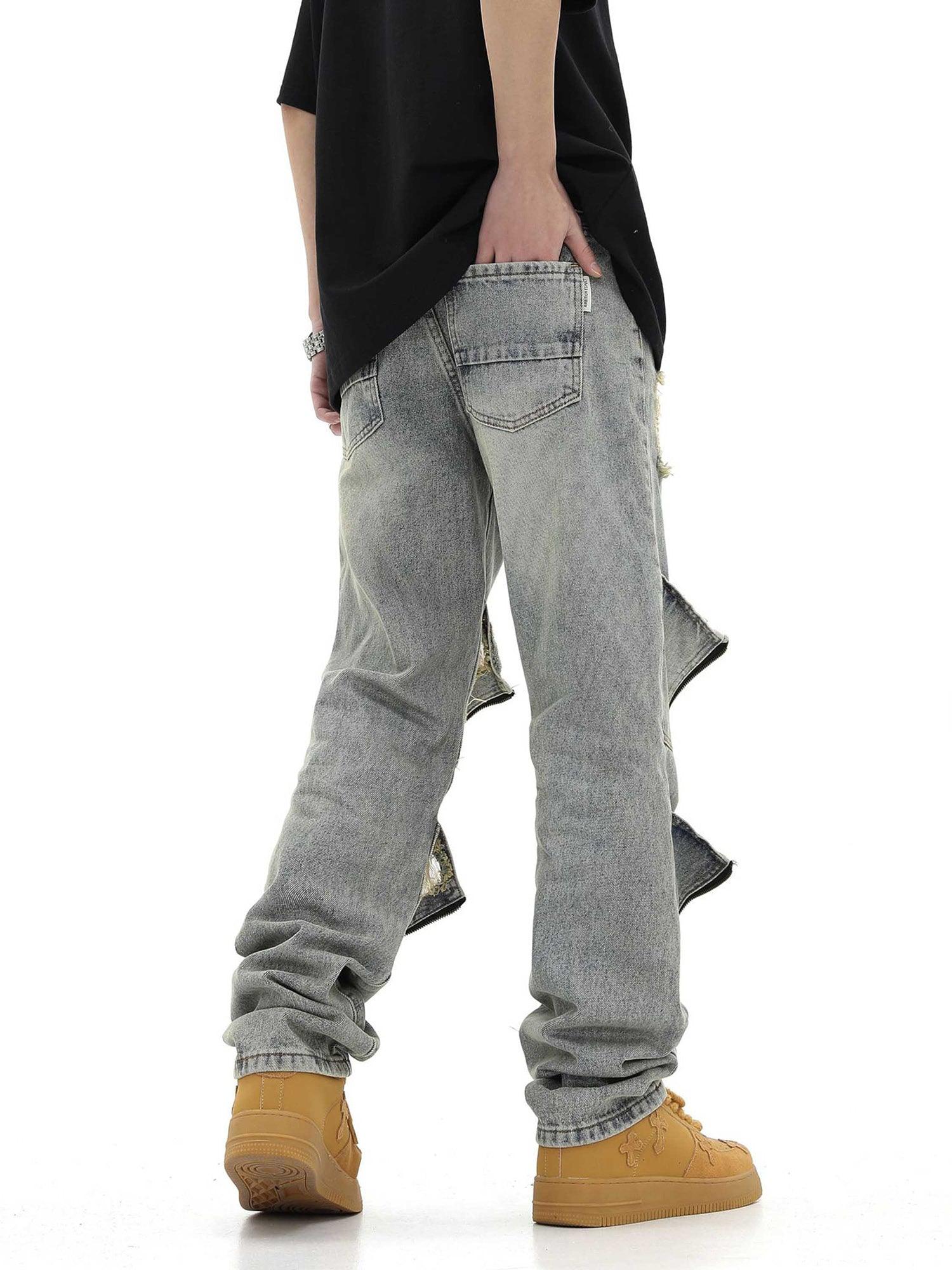 High Street Washed And Torn Work Pockets Denim Pants- 1646 - sneakershuborg