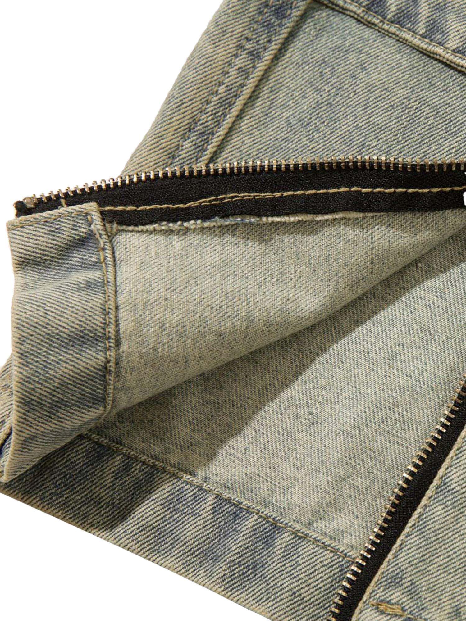 Sneakerhub Street Zipper Design Washed Jeans - sneakershuborg