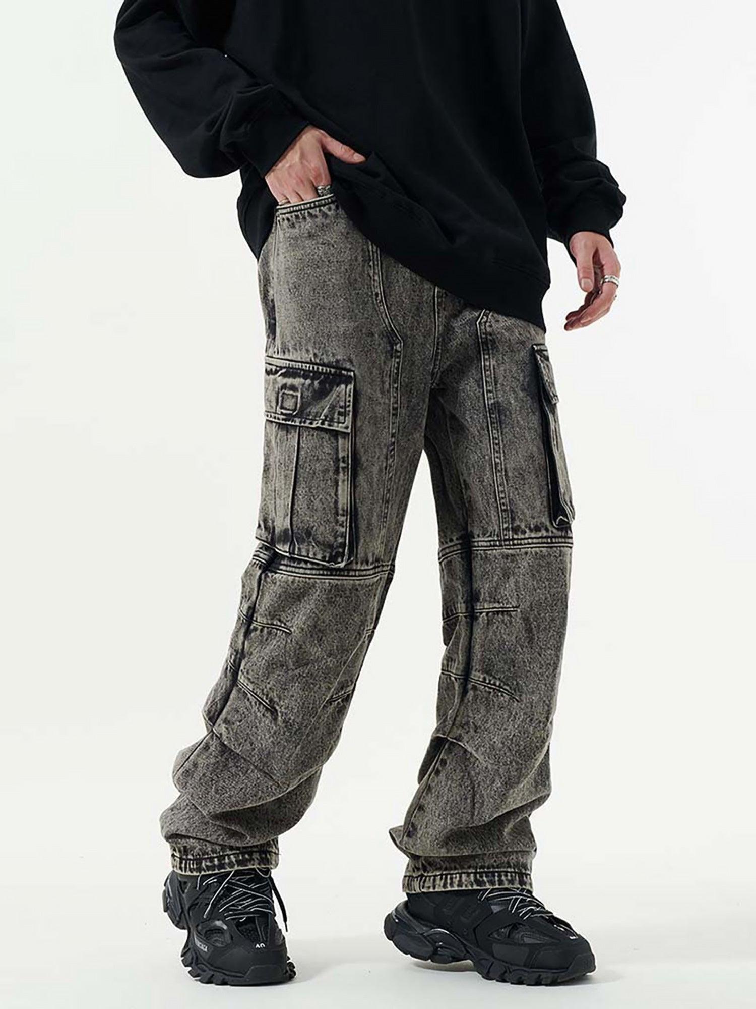 Sneakerhub Washed And Distressed Multi-pocket Jeans - 1698 - sneakershuborg