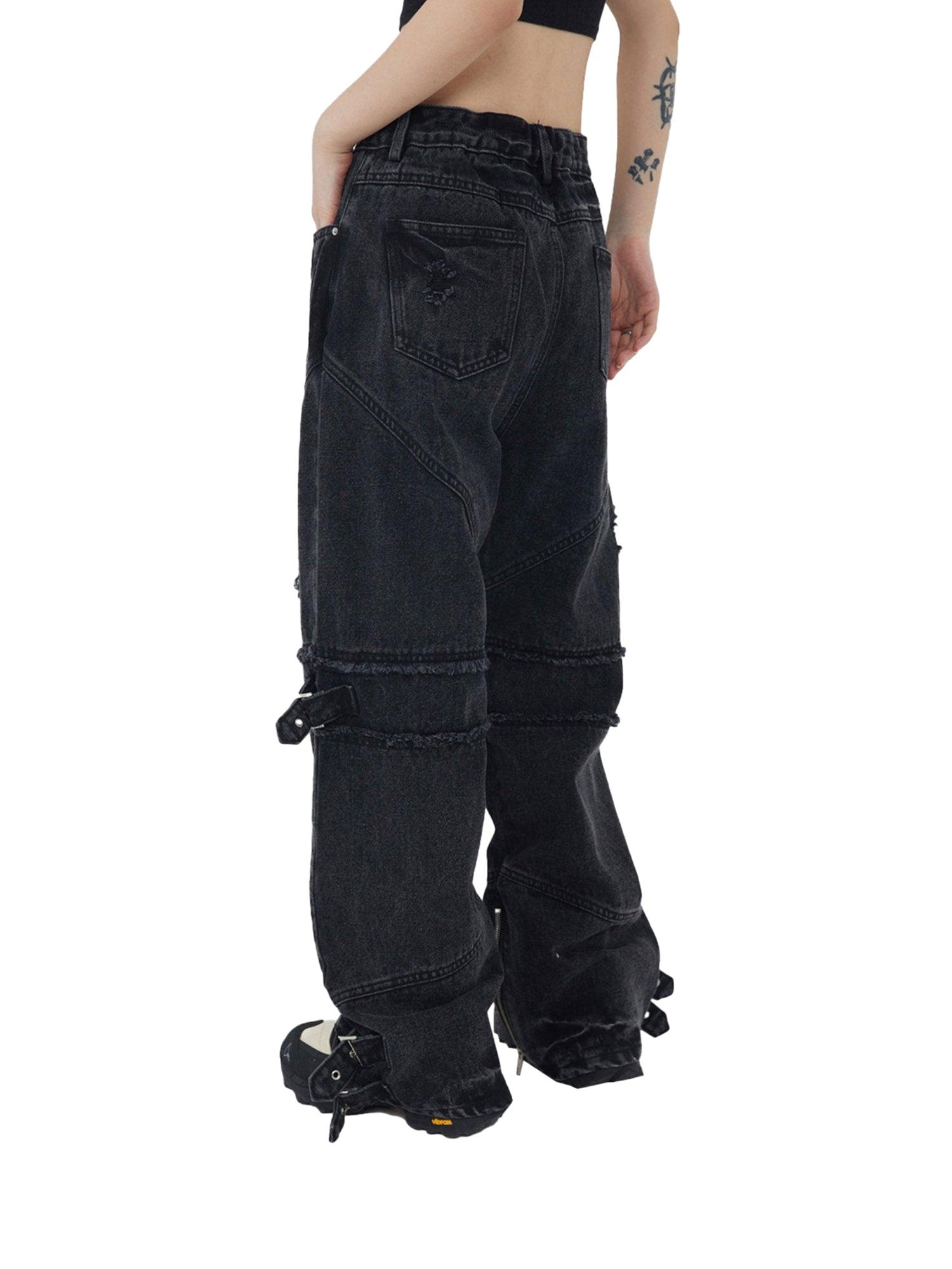 Hip-hop Retro Wash Old Punk Denim Pants-1456 - sneakershuborg