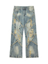 Sneakerhub Heavy Washed Ripped Plaid Stitching Hip-Hop Jeans - 2174 - sneakershuborg