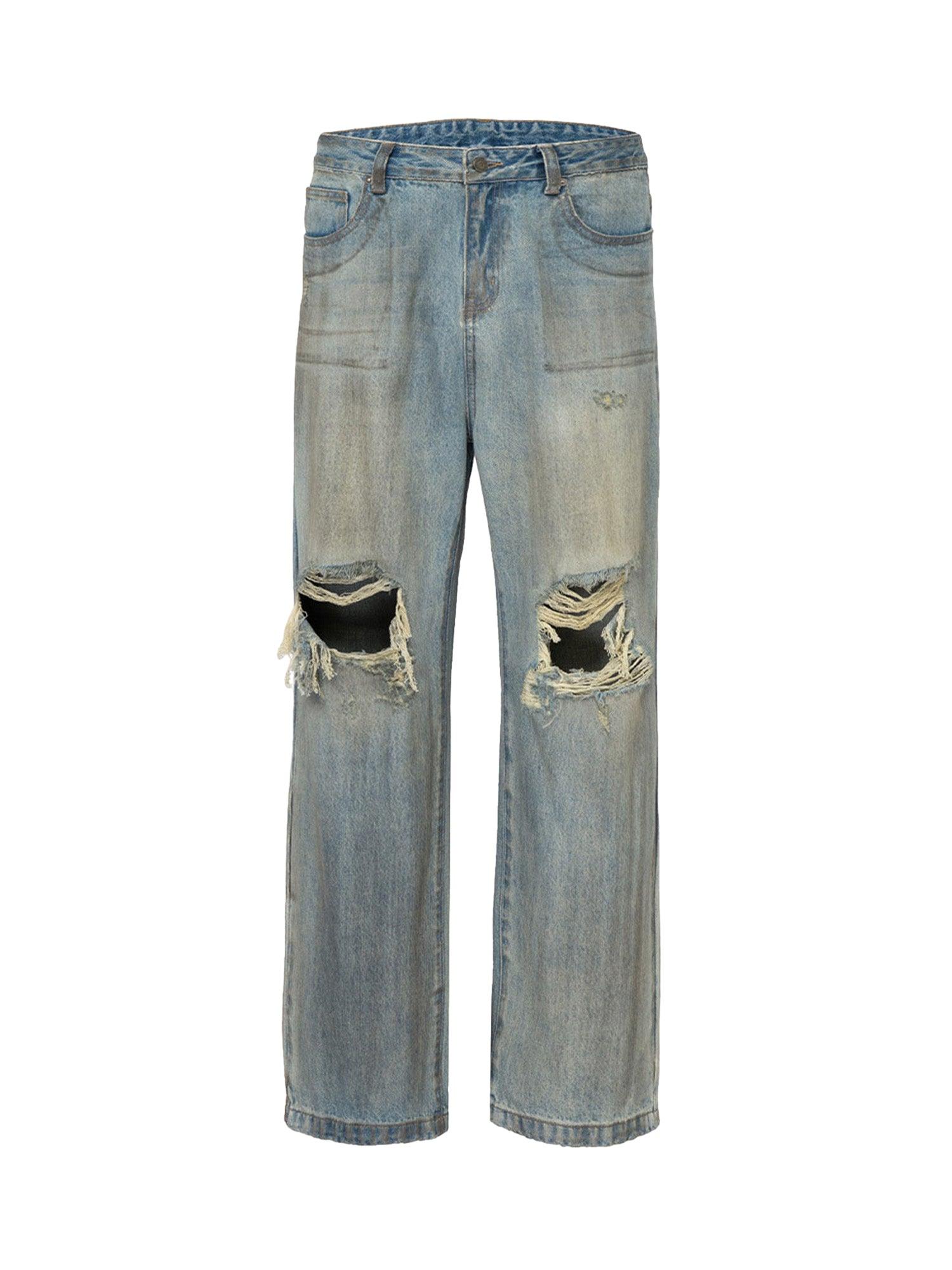 Retro Street Washed Distressed Hip Hop Jeans - sneakershuborg